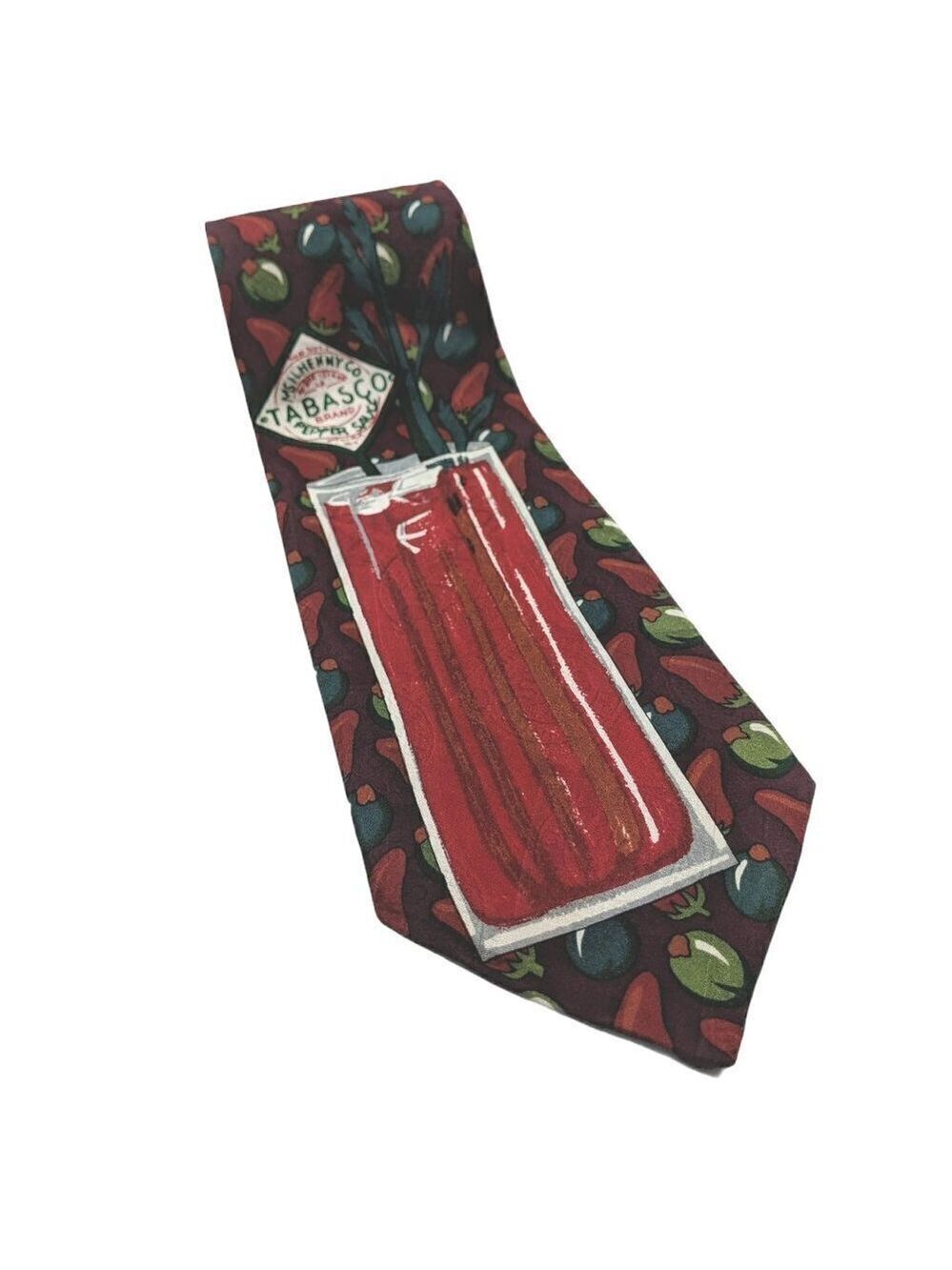 Tabasco Silk Tie Hot Peppers Olives Novelty